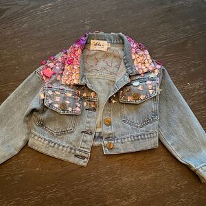 Lola + The Boys  Denim Jacket with Pink and Purple Accents